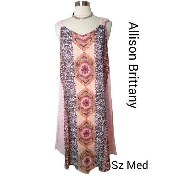 Women's Sleeveless Dress M Pink Designers V-Neck Flowy Midi Dress Medium NWOT - Picture 1 of 6